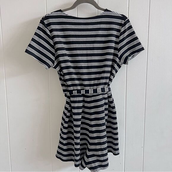 Lulu's A Friend Like You Black Striped Ribbed Romper - Picture 2 of 11